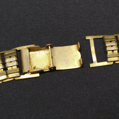 Vintage Brass Chain Choker Necklace, Traces of Vermeil, 1930s Vintage Jewelry