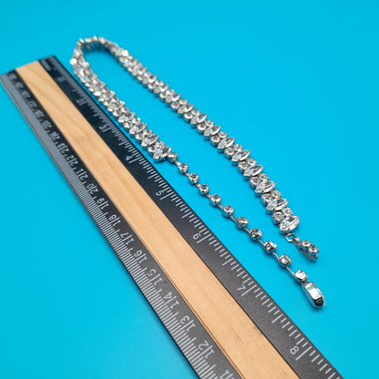 Vintage Weiss Choker Clear Rhinestone Necklace, Rhodium Plated, 1950s