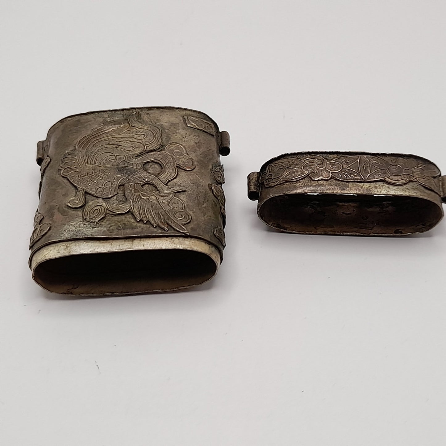 Vintage Dragon & Phoenix Asian Art Box Pendant, No Chain