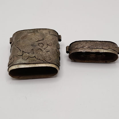 Vintage Dragon & Phoenix Asian Art Box Pendant, No Chain