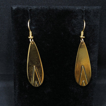Vintage Laurel Burch Geometric Design Earrings, Gold Plated, 1980s Jewelry