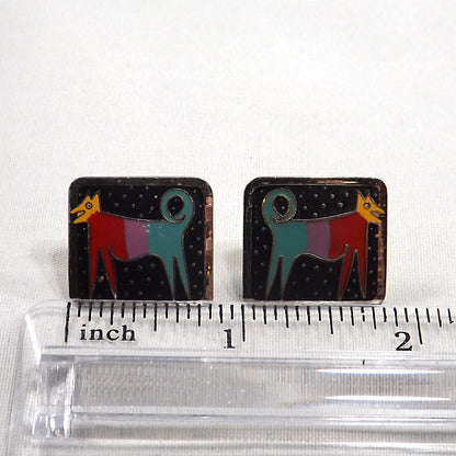Vintage Laurel Burch "Night Dog" Post Earrings, 1980s Vintage Jewelry