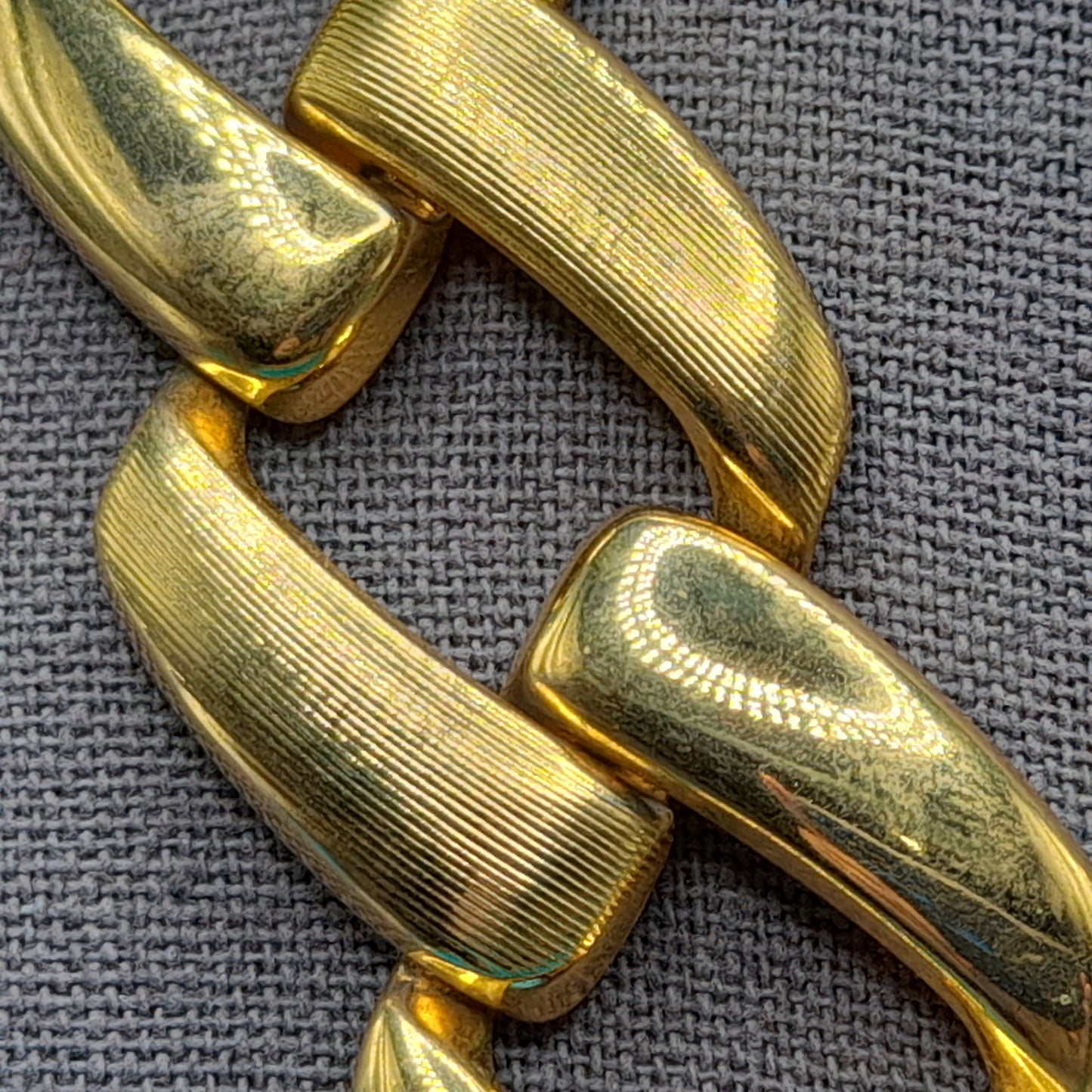 Vintage Chain Choker Necklace, Interlocking Gold Tone, 1980s