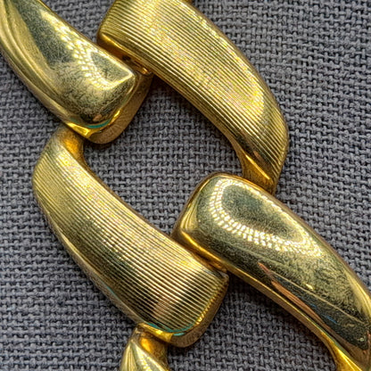 Vintage Chain Choker Necklace, Interlocking Gold Tone, 1980s