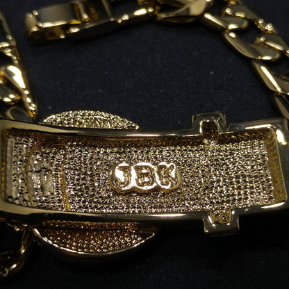 Vintage Jackie Kennedy JBK Bracelet, Faux Emerald Clear Rhinestones, Gold Plated