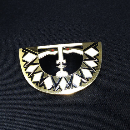 Laurel Burch "Sunface" Brooch, Snake Eyes, Gold Plated, 1980s Vintage Jewelry