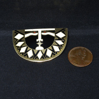 Laurel Burch "Sunface" Brooch, Snake Eyes, Gold Plated, 1980s Vintage Jewelry