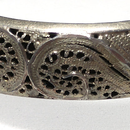 Art Nouveau Silver Filigree Hinged Bracelet, Gold Washed, 1920s Vintage Jewelry