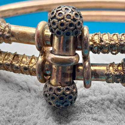 Victorian Snake Bracelet Turquoise Eyes Antique Serpent Bangle 1800s