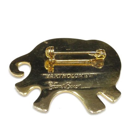 Laurel Burch "Bartholomew" Brooch, Gold Plated Cloisonné, Black Gold Enamel, 1980s Vintage Jewelry