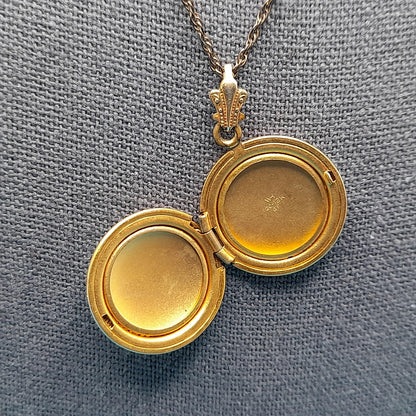 Vintage Gold Filled Locket Pendant, Etched Heart, Holds Two Photos, 1950s Jewelry