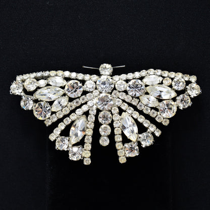 Tammey Jewels Clear Rhinestone Butterfly Brooch, 1960s Vintage Jewelry