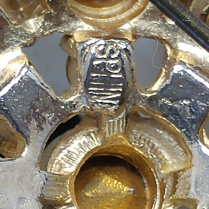 Mid-century SPHINX Light Dark Topaz Rhinestone Brooch, 1950s Vintage Jewelry