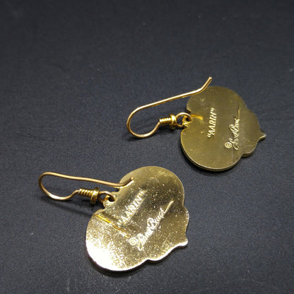 Vintage Laurel Burch "Aarin" Blue Floral Earrings, Gold Plated