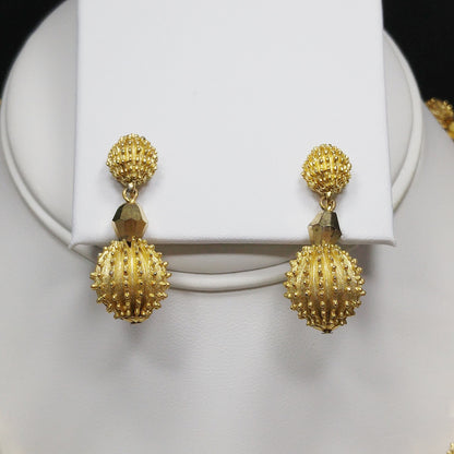 Crown Trifari Brutalist Necklace & Earrings, Electra Trifanium, 1960s Vintage Jewelry