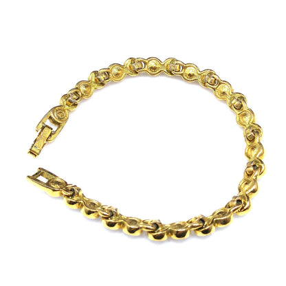 Vintage Swarovski Bracelet – Clear Rhinestone Bezel Set – Gold Plated Link
