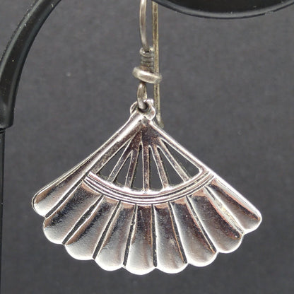 Laurel Burch Fan Earrings, Rhodium Plated, Silver Plated Ear Wire, 1980s Vintage Jewelry