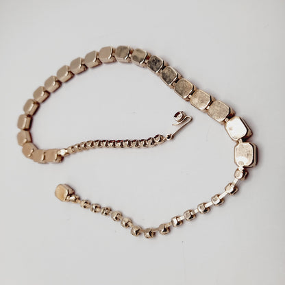 WEISS Vintage Red Rhinestone Choker Necklace – Gold Plated Holiday Statement Jewelry