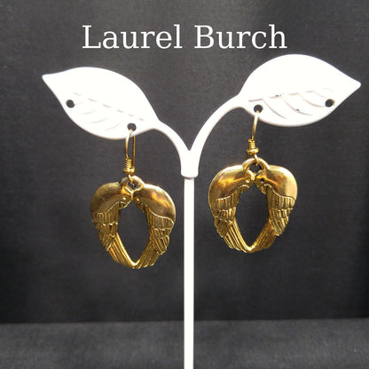 Vintage Laurel Burch Song Sparrows Earrings, Gold Plated