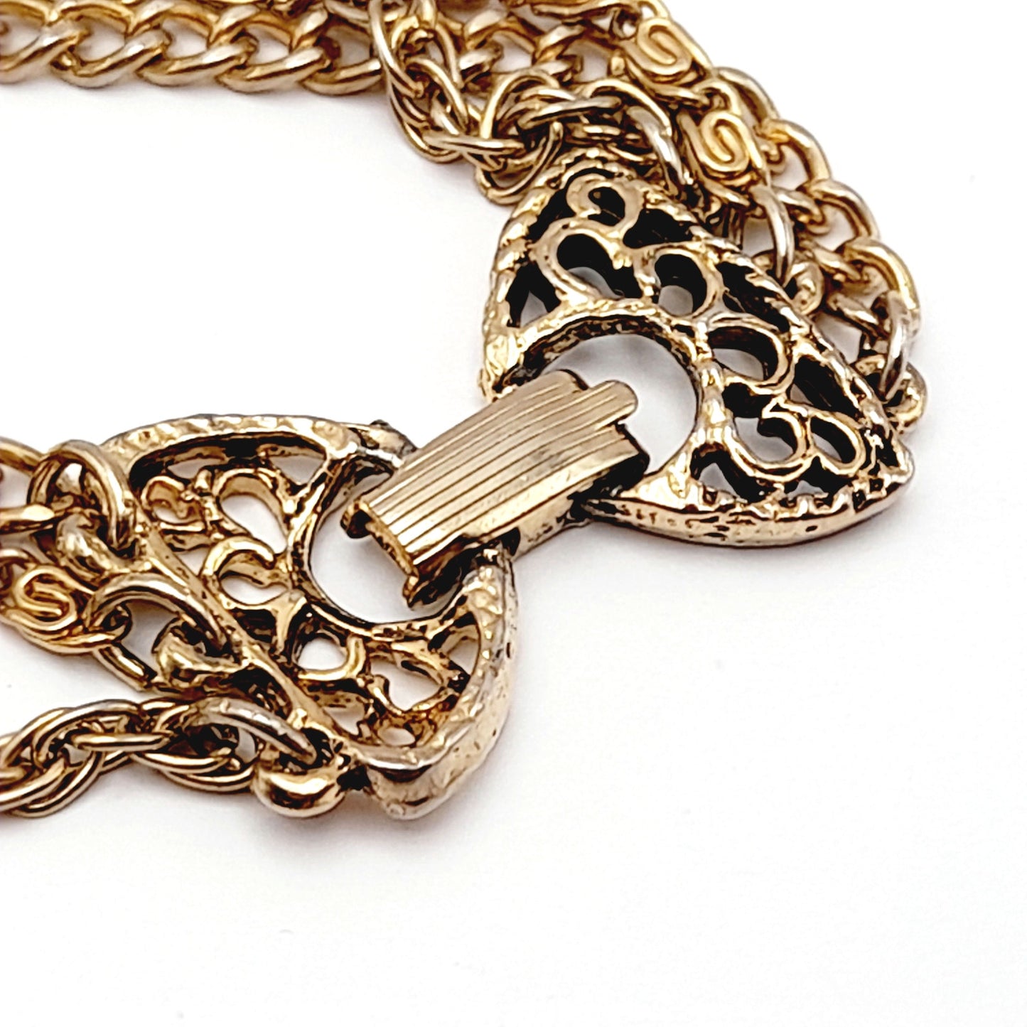Vintage Goldette Three Layering Strands Intaglio Cameo Pendant Necklace