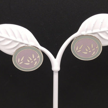 Vintage Laurel Burch "Bamboo" Post Earrings, Pastel Enamel, Gold Plated, 1980s