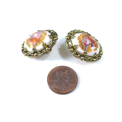 West Germany Loving Embrace Clip Earrings, Sand Glass, 1950s Vintage Jewelry