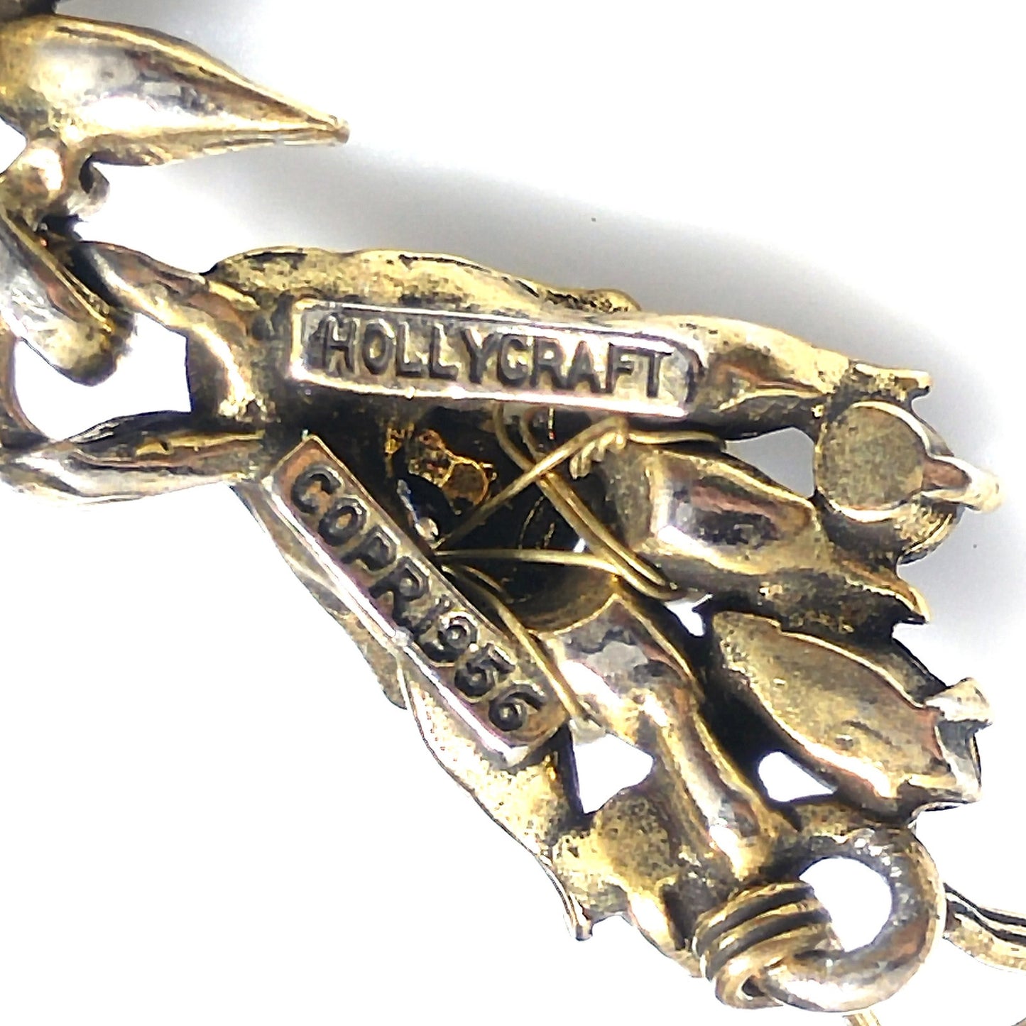 Vintage Hollycraft 1956 Blue Rhinestone Pearl Necklace Earrings Set Gold Tone