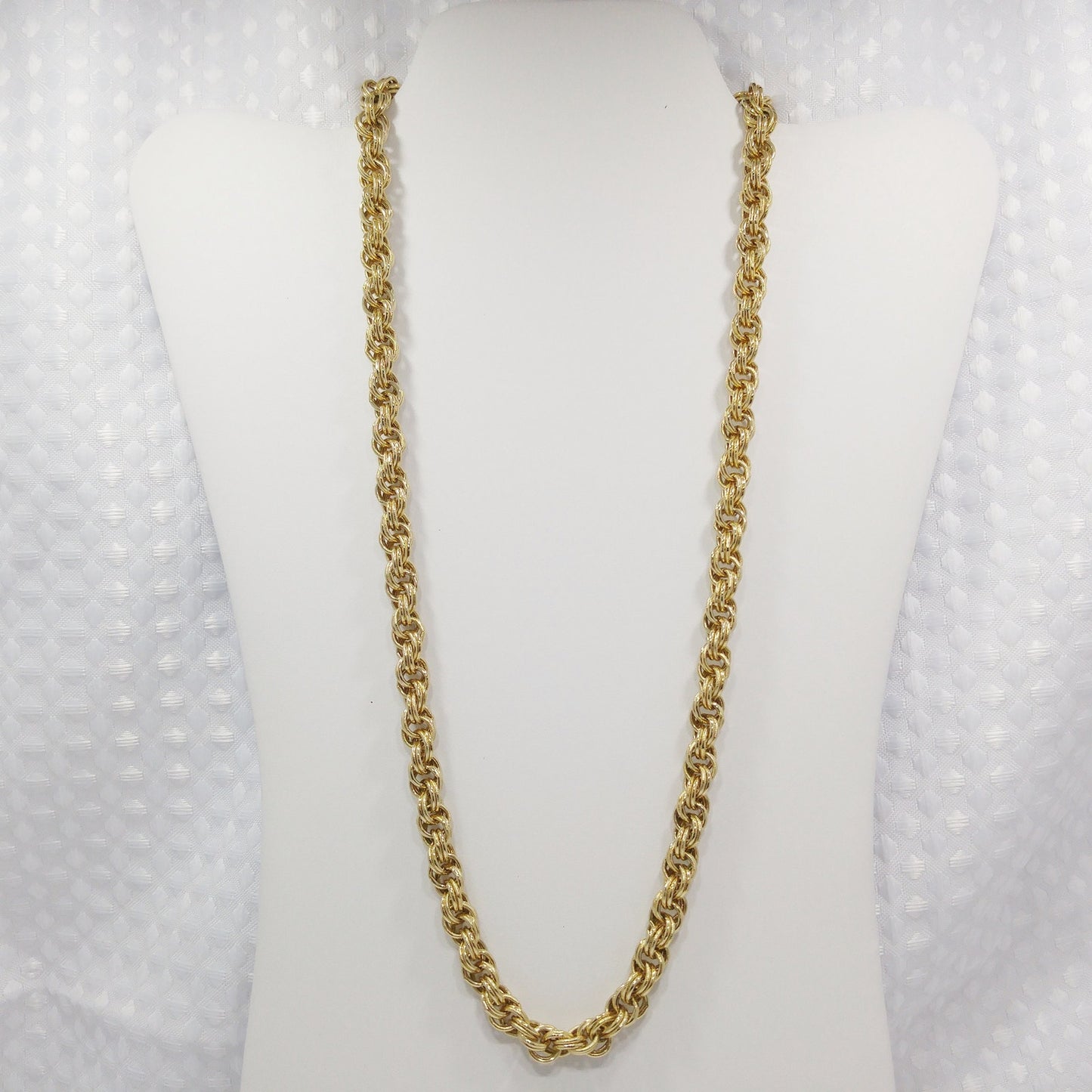 Trifari TM Rolo Rope Chain Necklace, Gold Plated, 1990s Vintage Jewelry
