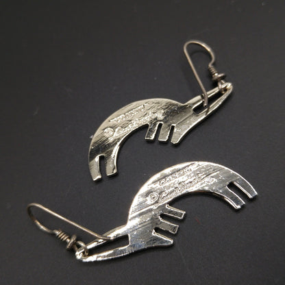 Laurel Burch "Conejo" Rabbit Dangle Earrings, Striped Red Purple Enamel, 1980s Vintage Jewelry