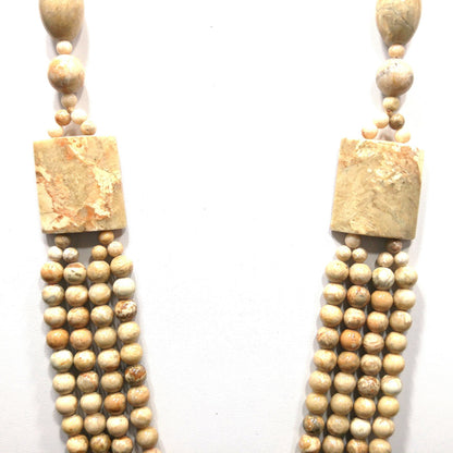 Gemstone Long Beaded Necklace, No Clasp, Four Strands in Front, 1970s Vintage Jewelry