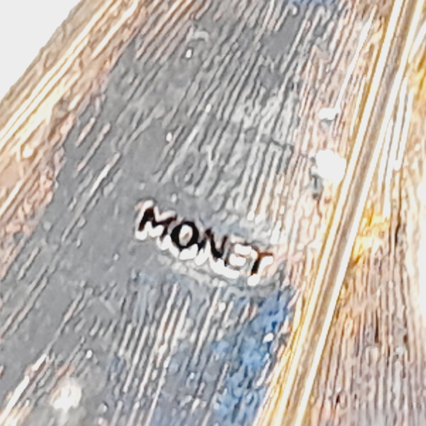 Vintage MONET Rhinestone Angel Brooch Gold Tone Holiday Pin 2 Inch