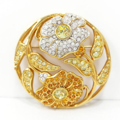 Swarovski Rhinestone Harmony Brooch, "Garden of Tranquility", Gold Plated, 2001 Vintage Jewelry