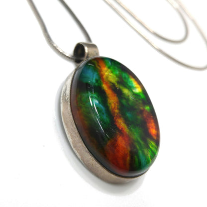 Vintage Italy Art Glass Pendant, Sterling Silver, 1970s Vintage Jewelry