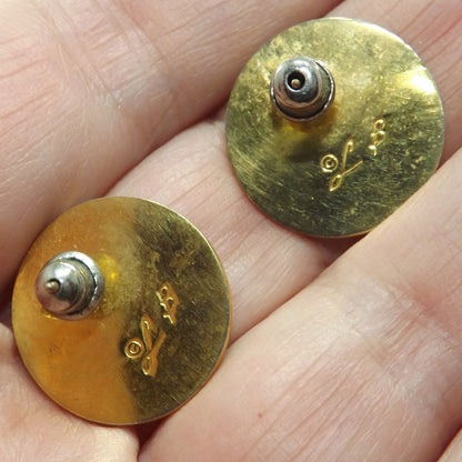 Laurel Burch Bamboo Red Post Earrings, Cloisonné Gold Plated, 1980s Vintage