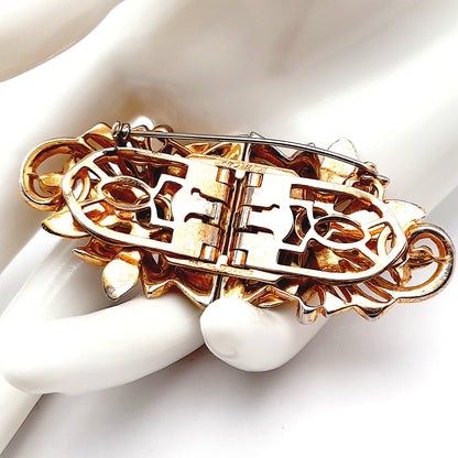 Coro Duette 1930s Enamel Floral Brooch or Two Dress Clips