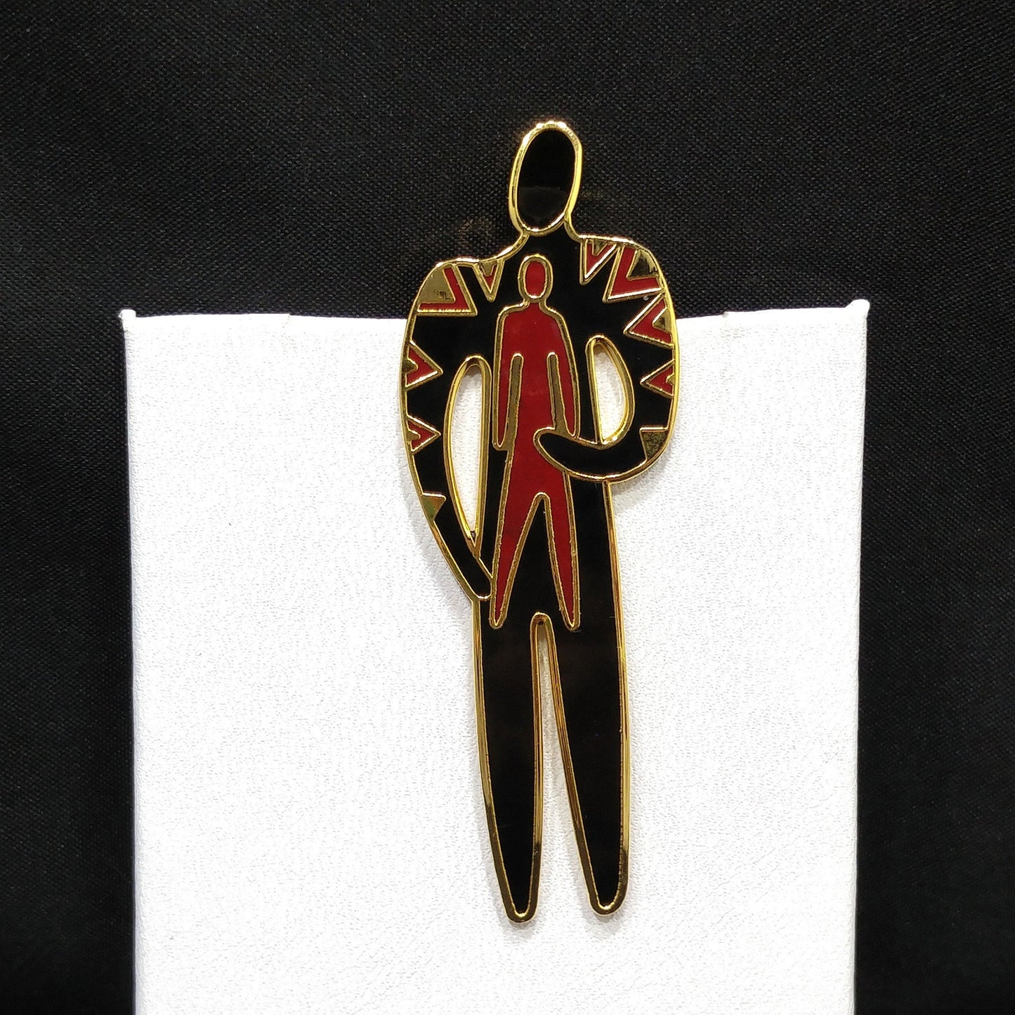Vintage Laurel Burch "Shaman" Brooch, Gold Plated & Enamel, 1980s