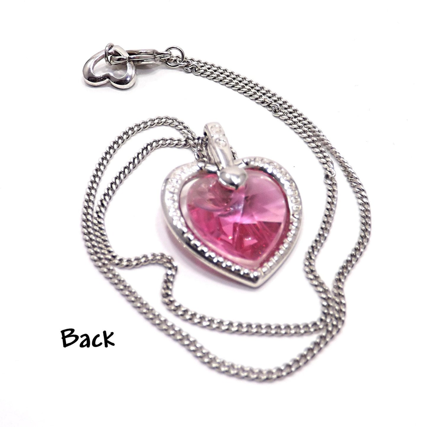 Swarovski “Mom 2003” Pink Heart Crystal Necklace, Swan Logo, Vintage 2000s Jewelry