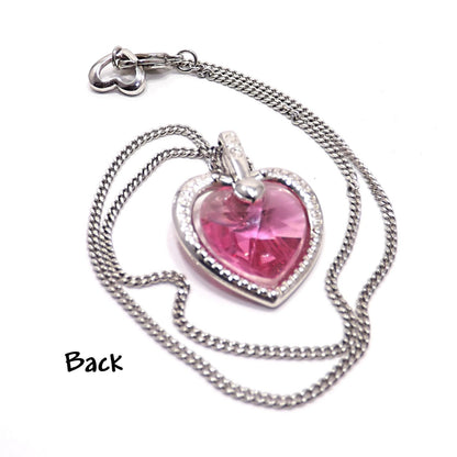 Swarovski “Mom 2003” Pink Heart Crystal Necklace, Swan Logo, Vintage 2000s Jewelry