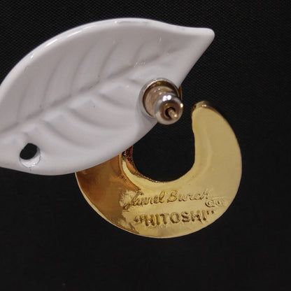Vintage Laurel Burch Hitoshi Yellow Earrings, Gold Plated