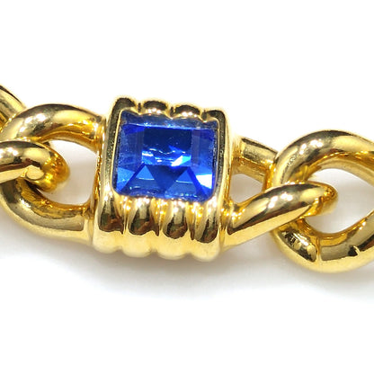 Vintage Swarovski Gold Plated Bracelet – Swan Logo, Red Blue Purple Crystals – 1980s