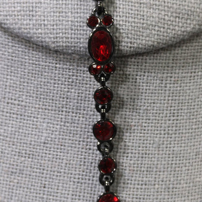 Givenchy Red Rhinestone Jewelry Set, Necklace, Bracelet & Earrings, Vintage