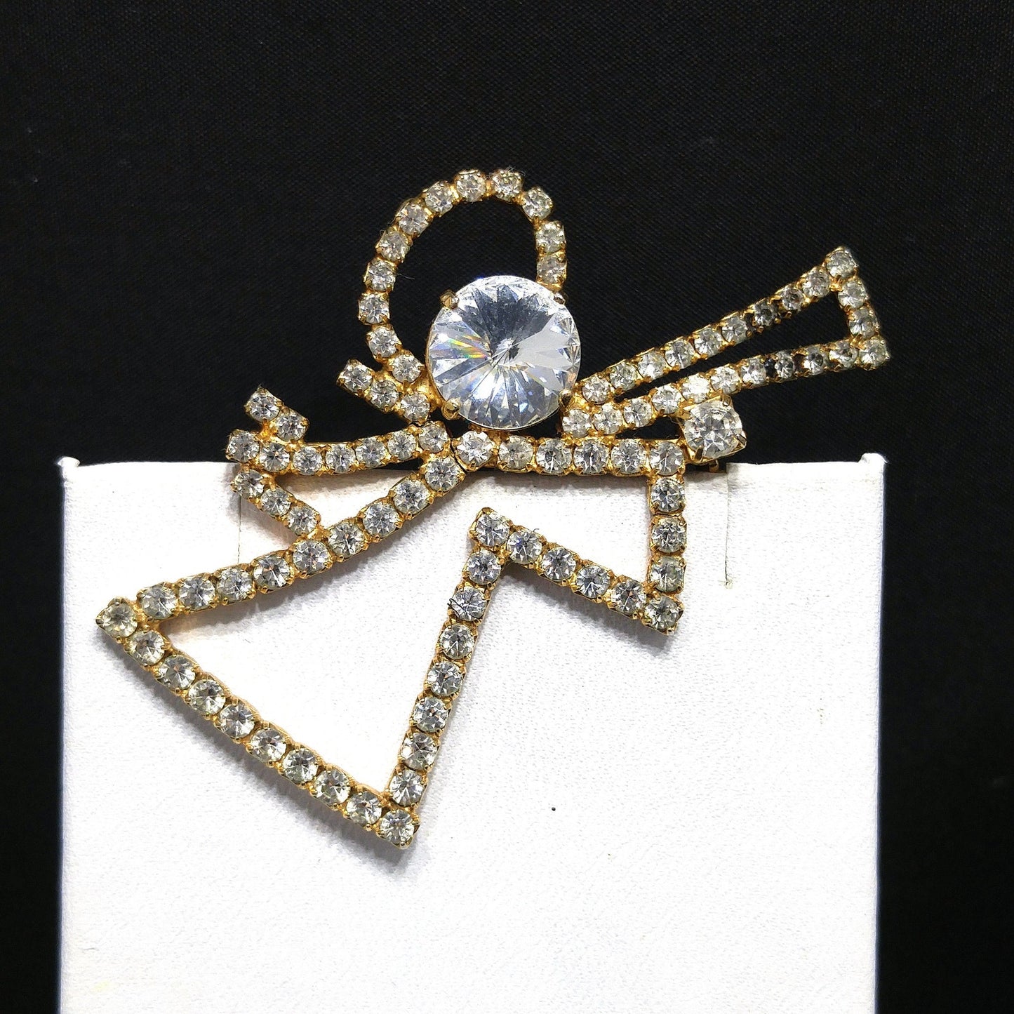 Eisenberg Ice Angel Rhinestone Brooch, Rivoli Clear Rhinestone, 1970s Vintage