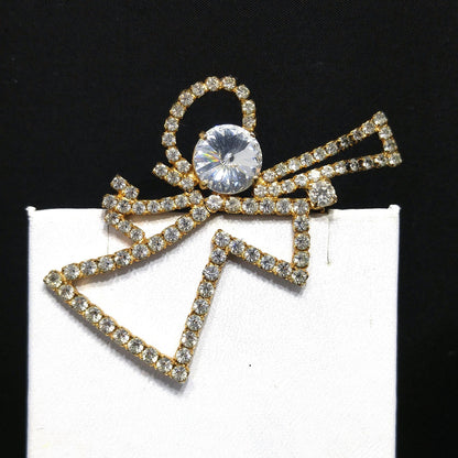 Eisenberg Ice Angel Rhinestone Brooch, Rivoli Clear Rhinestone, 1970s Vintage