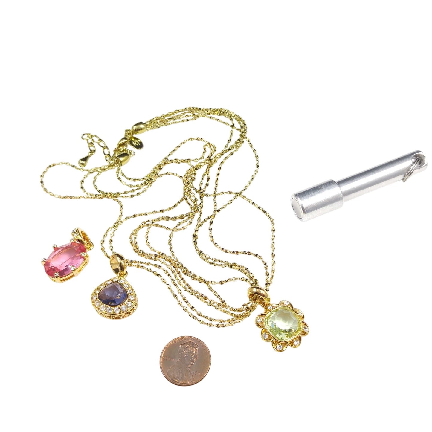 Vintage Nolan Miller Necklace & Three Austrian Crystal Pendants, 1990s