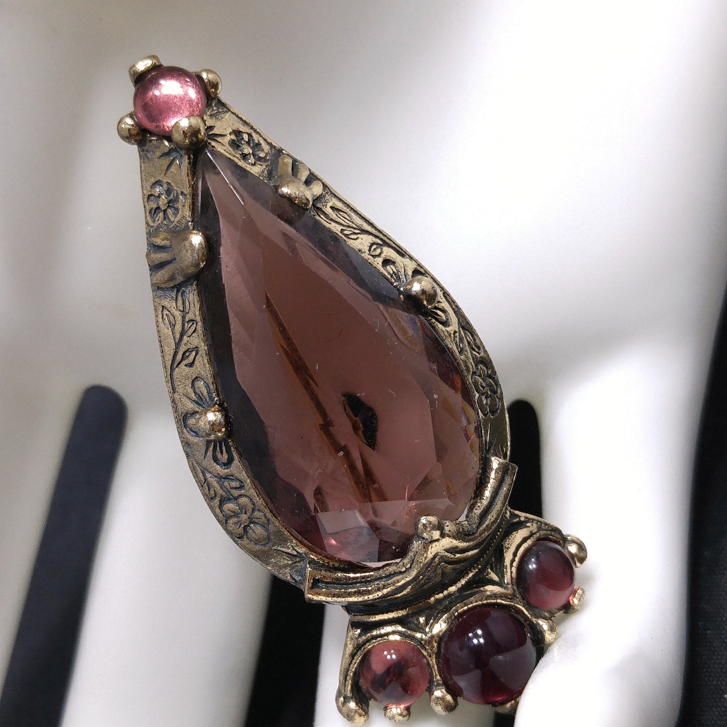 Miracle Purple Rhinestone Cabochon Brooch, 1950s Vintage Jewelry