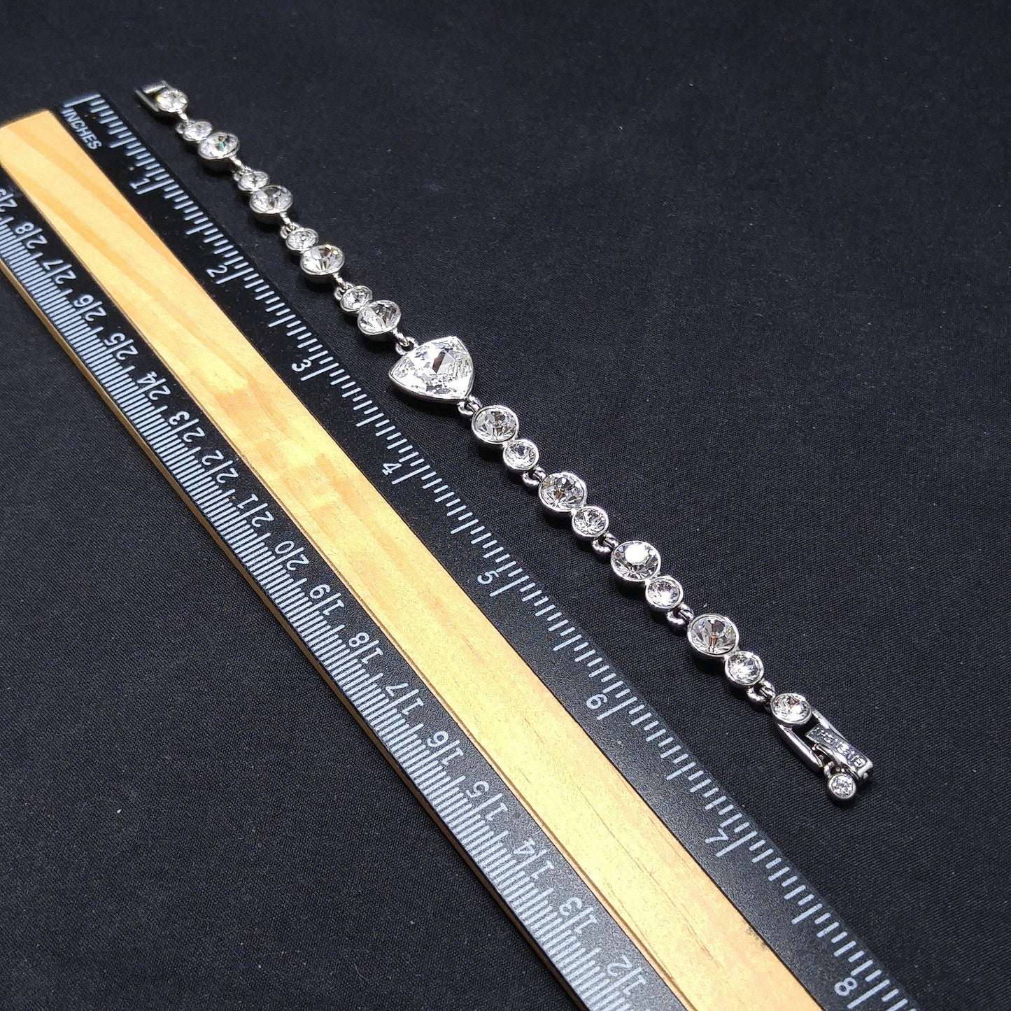 Vintage Givenchy Bracelet – Clear Rhinestone Links, Rhodium Plate, 1990s