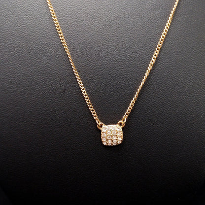 Givenchy Rose Gold Pendant Necklace – Pave Clear Rhinestones – 1990s Vintage Jewelry