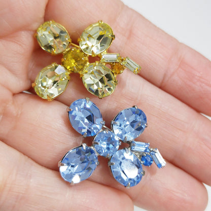 Vintage Weiss Two Set Crystal Brooches, 1947 Signed Weissco 1940 Vintage Jewelry