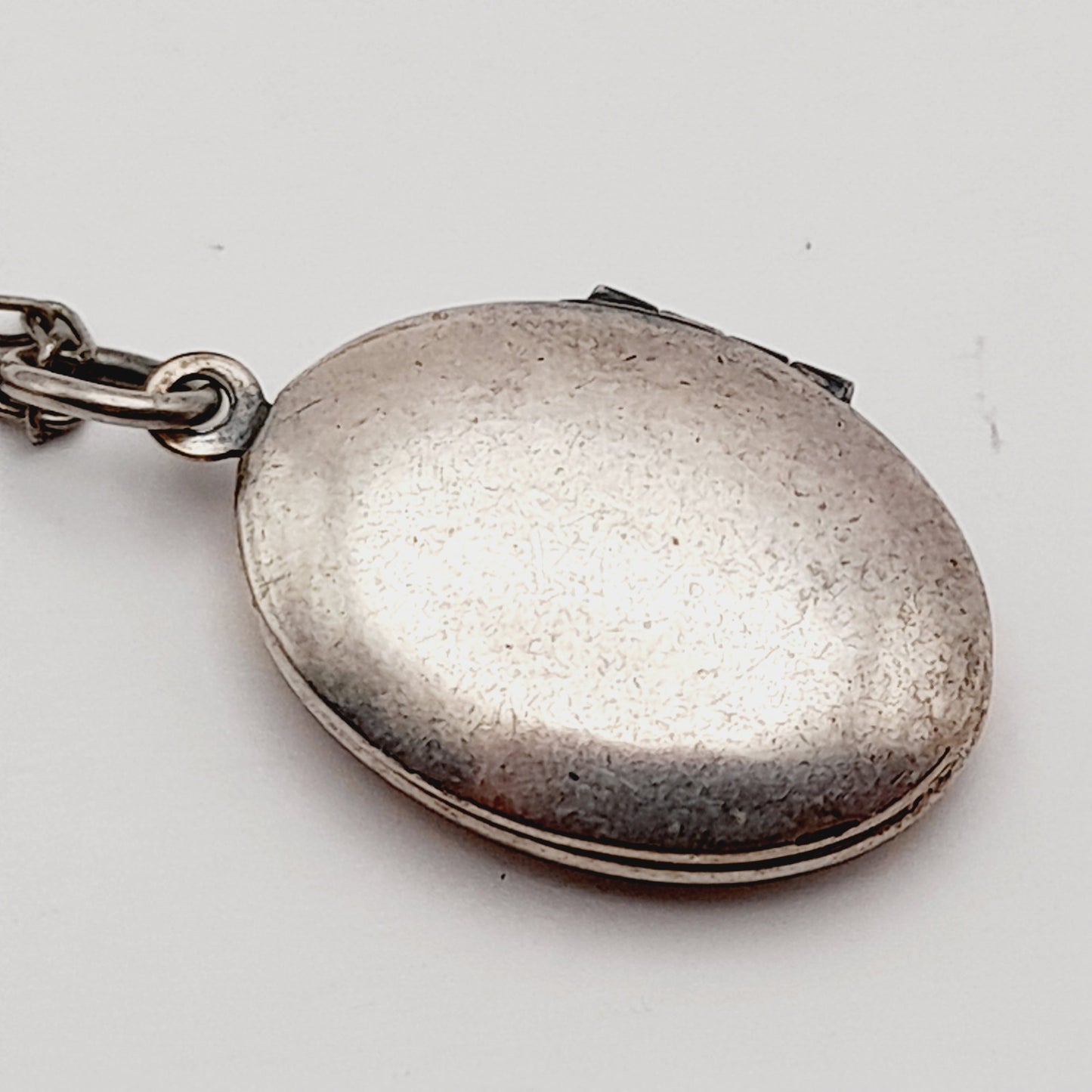 Vintage Catherine Popesco Sterling Silver Plated Locket Oval Necklace, 18"
