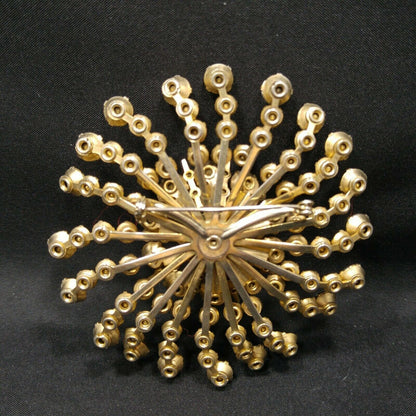 Vintage 1950s Rhinestone Flower Brooch Large Gray Topaz Floral Burst Pin